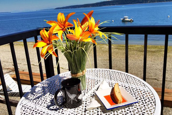 A biscotti, a cup of coffee and the view from the balcony at The Beach House at Tyee--what a way to start the day!